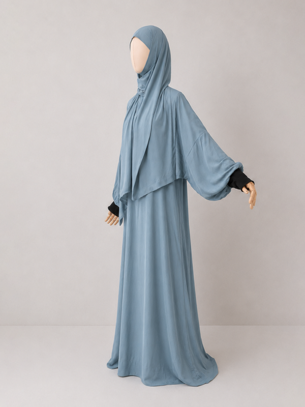 Aqua Blue Prayer Jilbab – With Cuffs