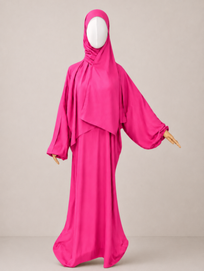 Candy Pink 10 without cuffs Candy Pink Prayer Jilbab – Without Cuffs