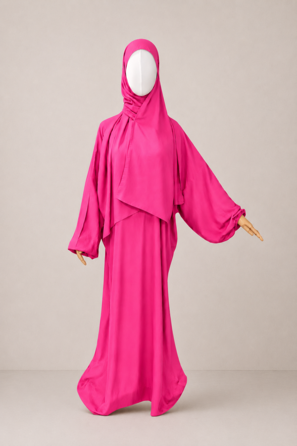 Candy Pink 10 without cuffs Candy Pink Prayer Jilbab – Without Cuffs