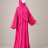 Candy Pink pose 3 without cuffs Candy Pink Prayer Jilbab – Without Cuffs