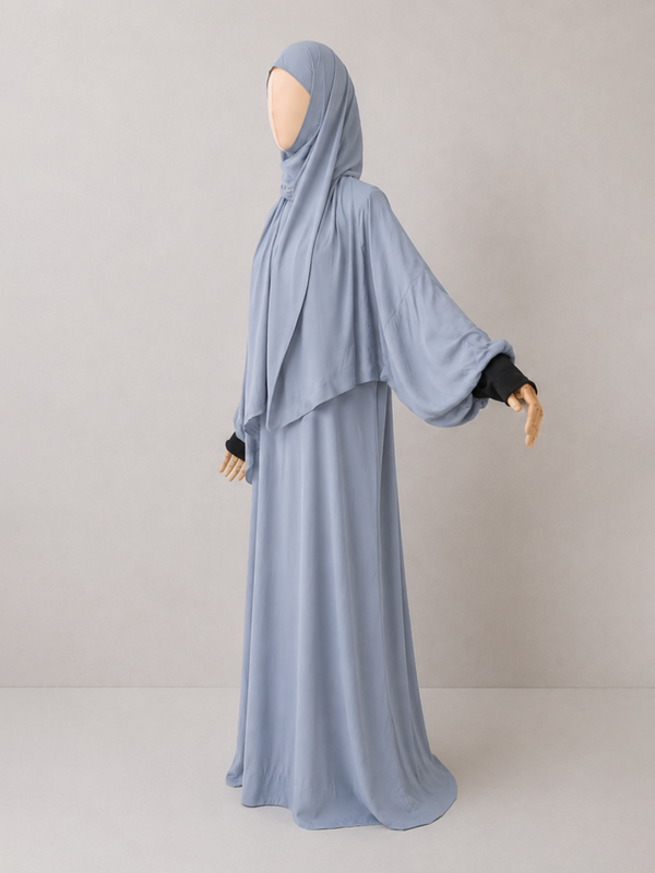 Cloudy Gray Prayer Jilbab – With Cuffs