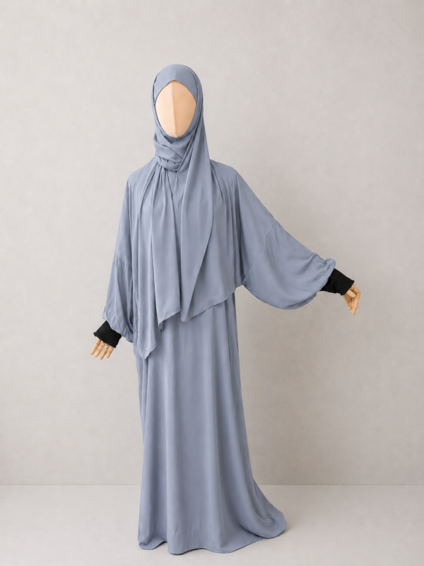 Cloudy Gray Prayer Jilbab – With Cuffs