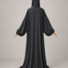 Gray pose 2 without cuffs Gray Prayer Jilbab – Without Cuffs