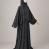 Gray pose 3 without cuffs Gray Prayer Jilbab – Without Cuffs