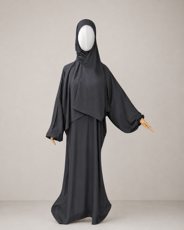 Gray without cuffs Gray Prayer Jilbab – Without Cuffs