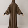 Light Brown pose 3with cuffs Light Brown Prayer Jilbab – With Cuffs