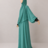 Turqoise pose 2with cuffs Turquoise Prayer Jilbab – With Cuffs