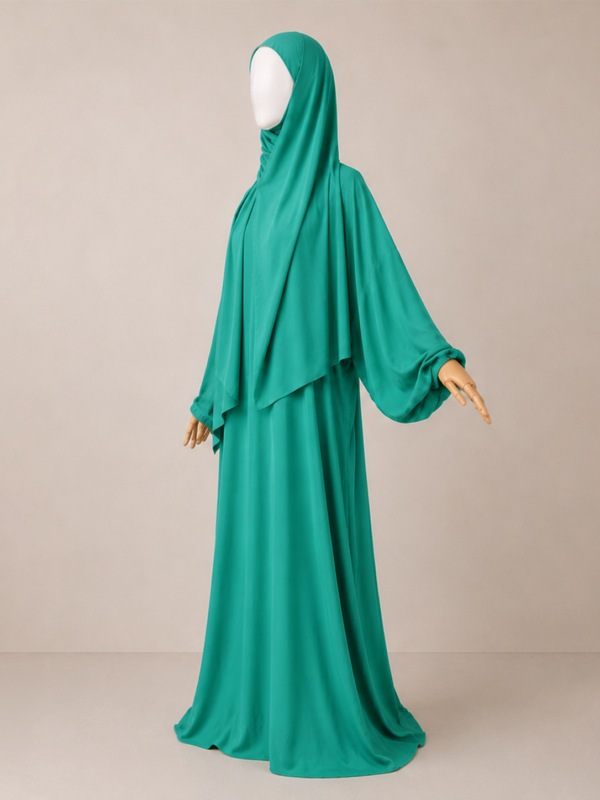 Turquoise Prayer Jilbab – Without Cuffs