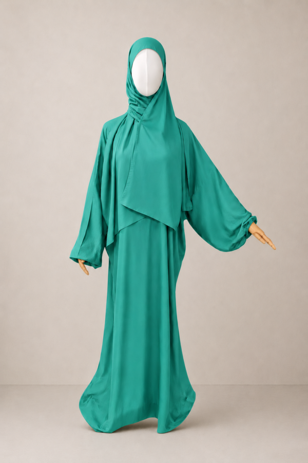 Turquoise Prayer Jilbab – Without Cuffs