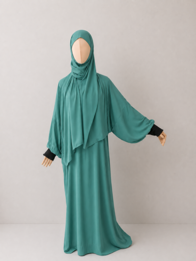 Turquoise Prayer Jilbab – With Cuffs