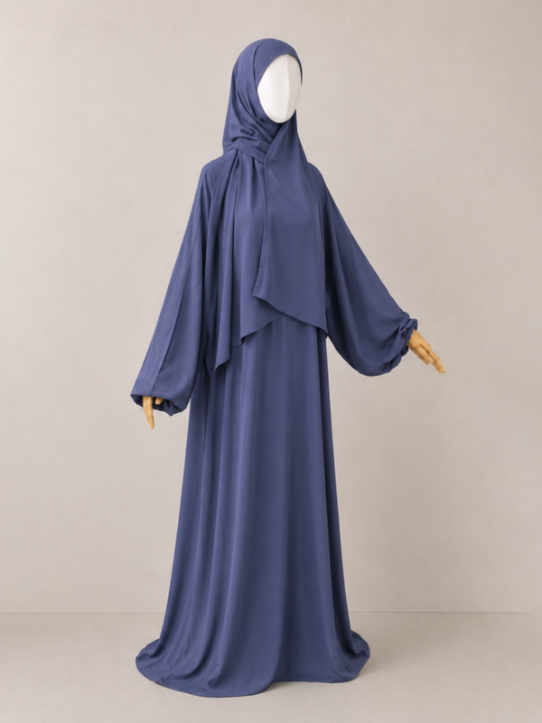 Violet Blue Prayer Jilbab – Without Cuffs