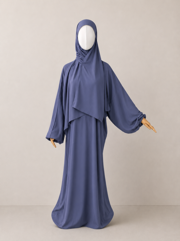 Violet Blue Prayer Jilbab – Without Cuffs