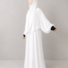White pose 2with cuffs White Prayer Jilbab – With Cuffs