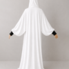 White pose 3with cuffs White Prayer Jilbab – With Cuffs