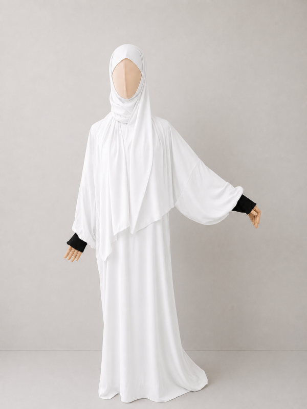 Whitewith cuffs White Prayer Jilbab – With Cuffs
